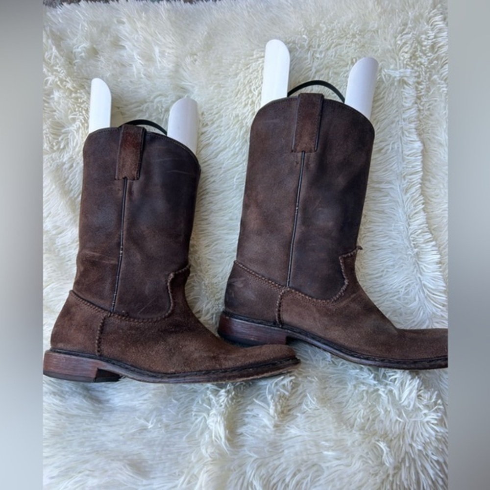 Frye Marco Roper boots in dark brown.